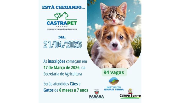 Campo Bonito - CastraPet chega ao município